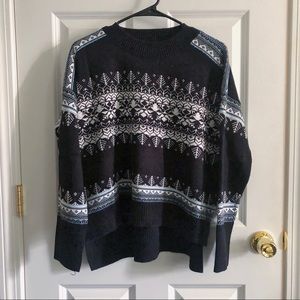 Tommy Hilfiger Blue Snowflake Grandpa Sweater | Holiday Sweater | Oversized
